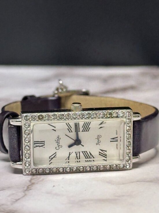 Cynthia Rowley Watch Women Sterling Silver Case Purple Leather Band New Battery main image 6
